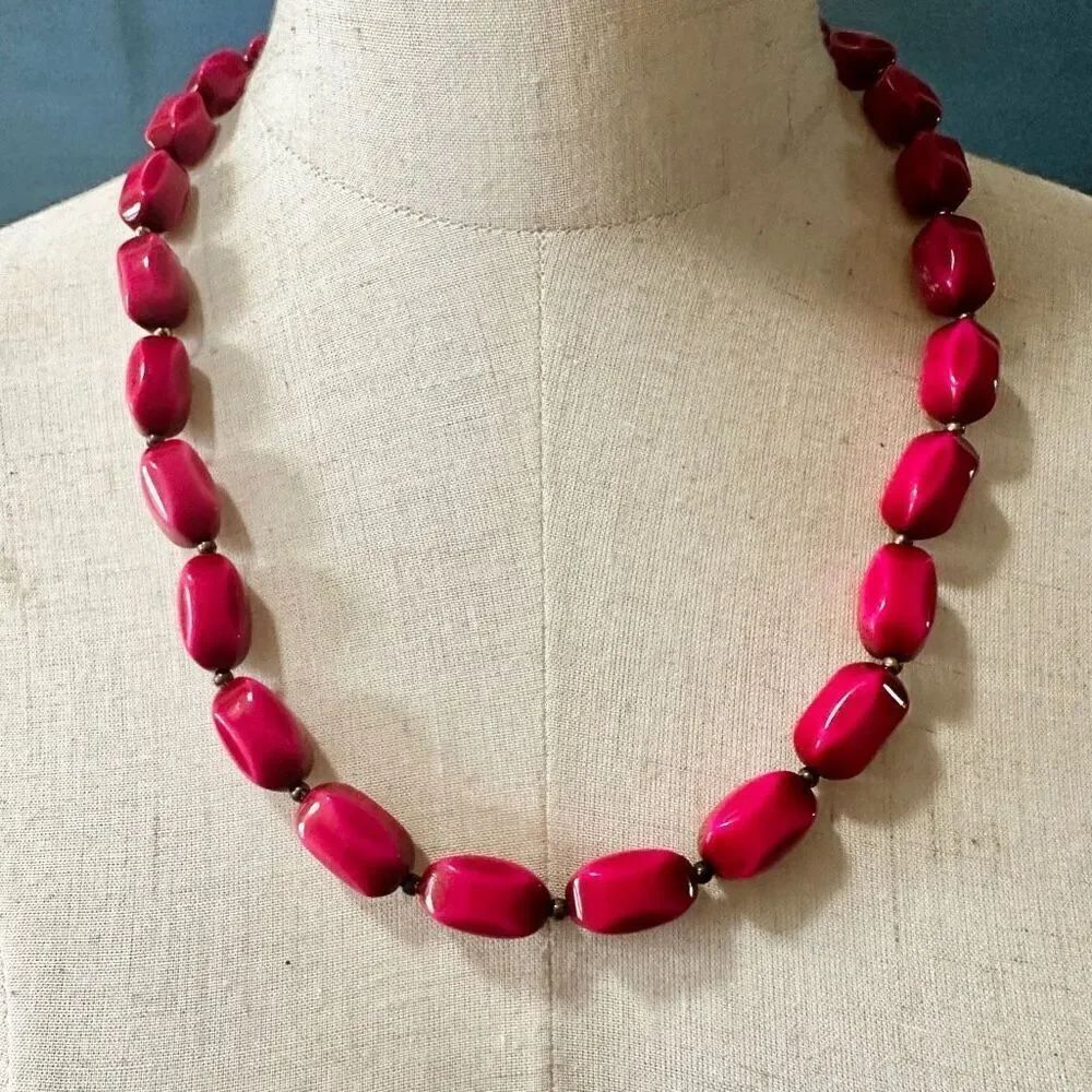 Red beaded vintage necklace